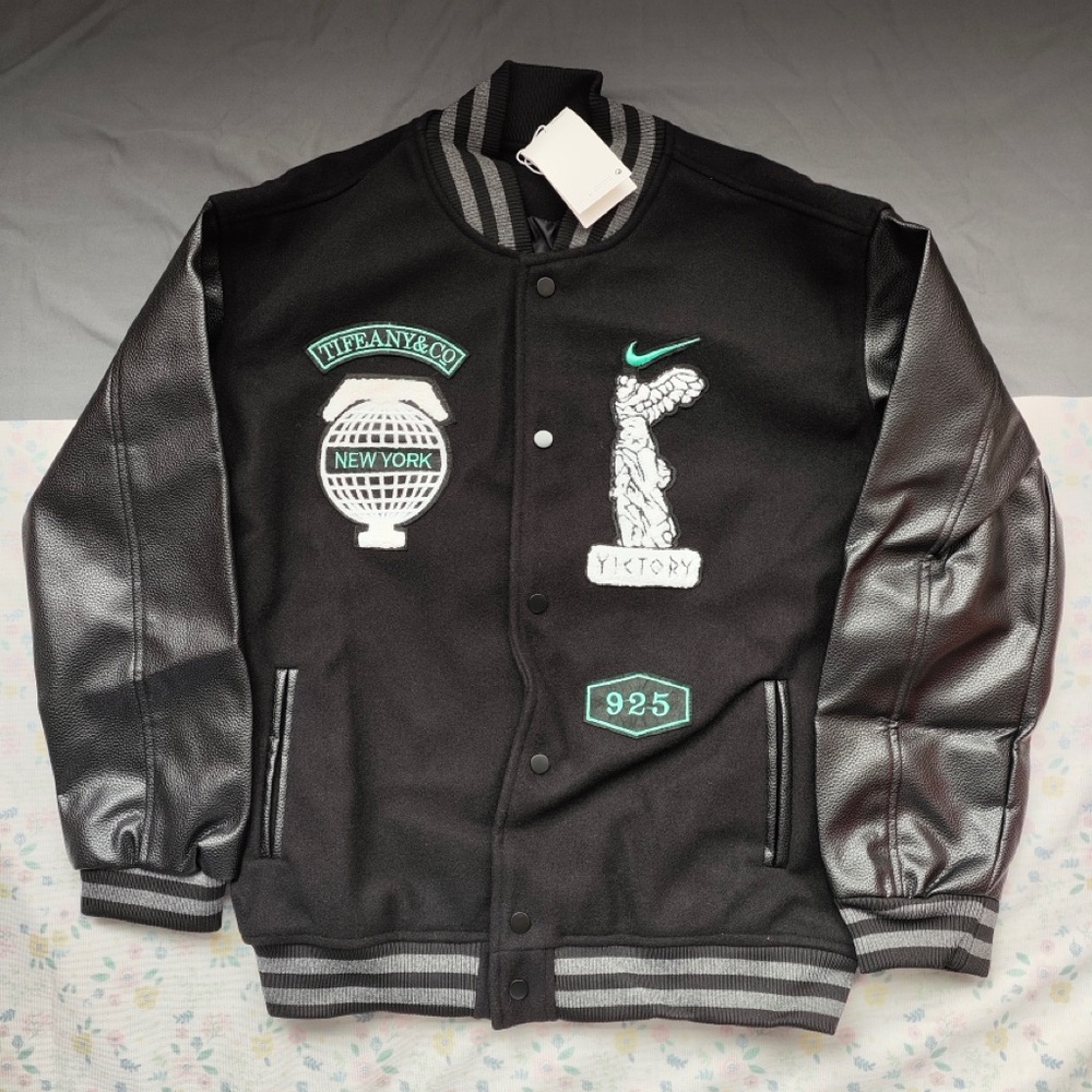 Nike Black Varsity Jacket with Mint Accents